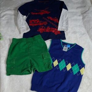 Three mixed pcs boys’ 4T clothing - shirt, vest, shorts
